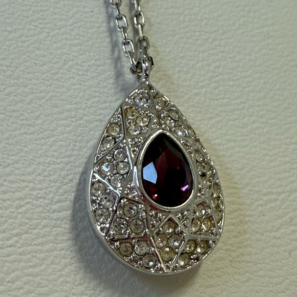Swarovski Silver and Purple Teardrop Necklace - Picture 2 of 5